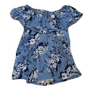 Lily Morgan Blue Floral Off-the-Shoulder Tunic Top Size L/G